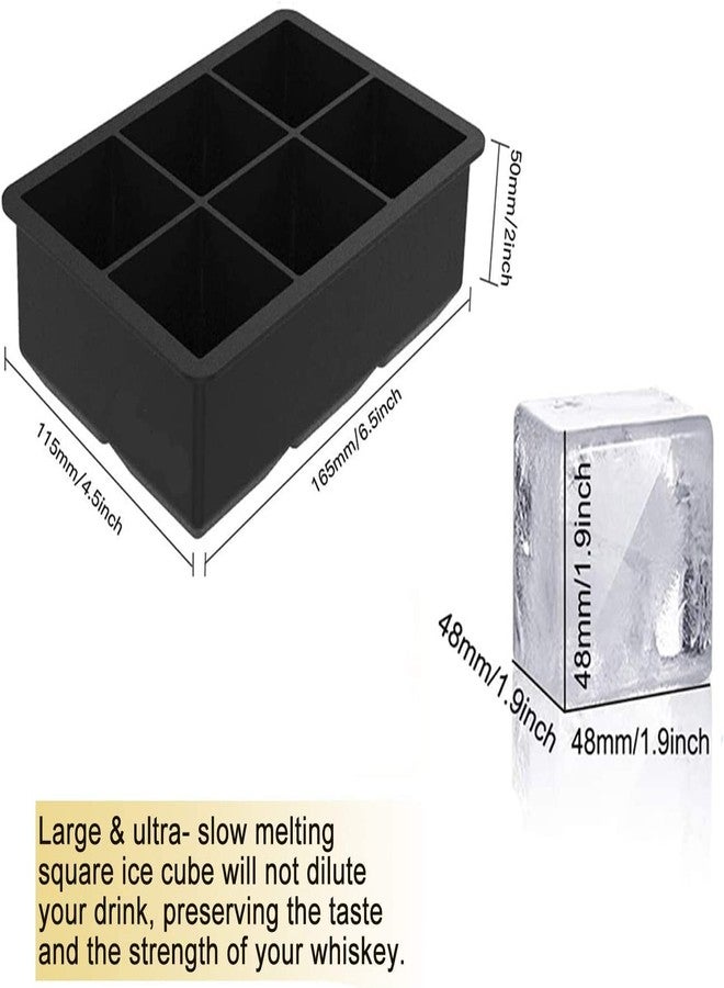 Xpandio BPA Free Silicone Square Ice Cube Tray | Easy Release Flexible Big Block Mould | Reusable 6 Slot Molds (Pack of 1, Black) - Image 2
